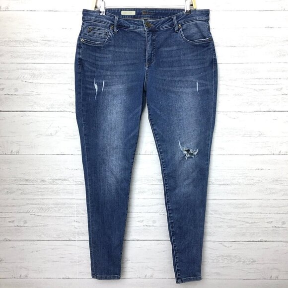 Kut From The Kloth Jeans Toothpick Skinny Distressed Stretch size 16W length 30" - Picture 1 of 8
